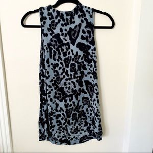 {Topshop} Blue leopard tunic tank